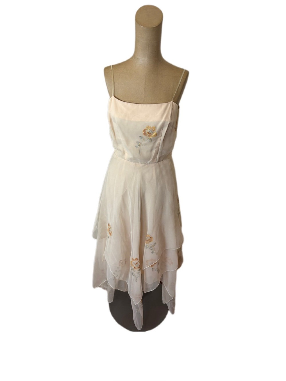 Vintage Asuman New York Tulle Floral Peachy Dress Size Small Fairy Whimsical